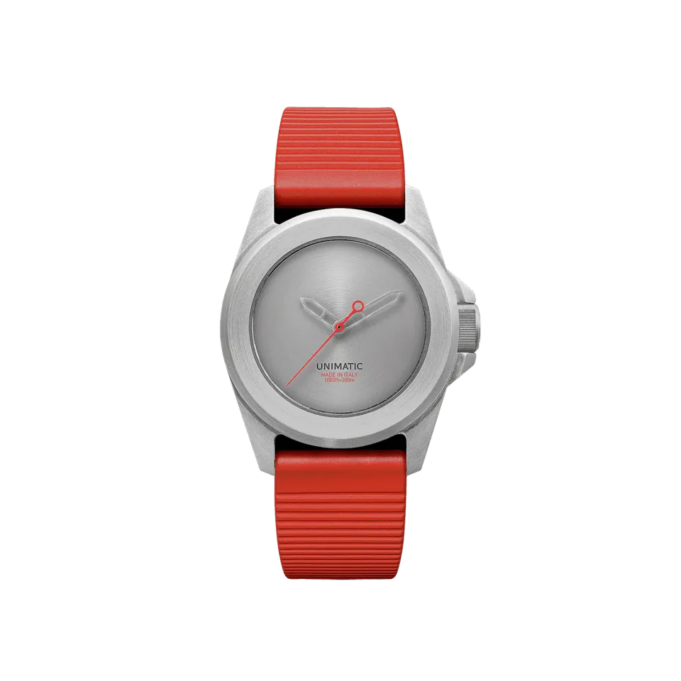 Unimatic Modello Quattro U4S-MEOS horloge staal rood